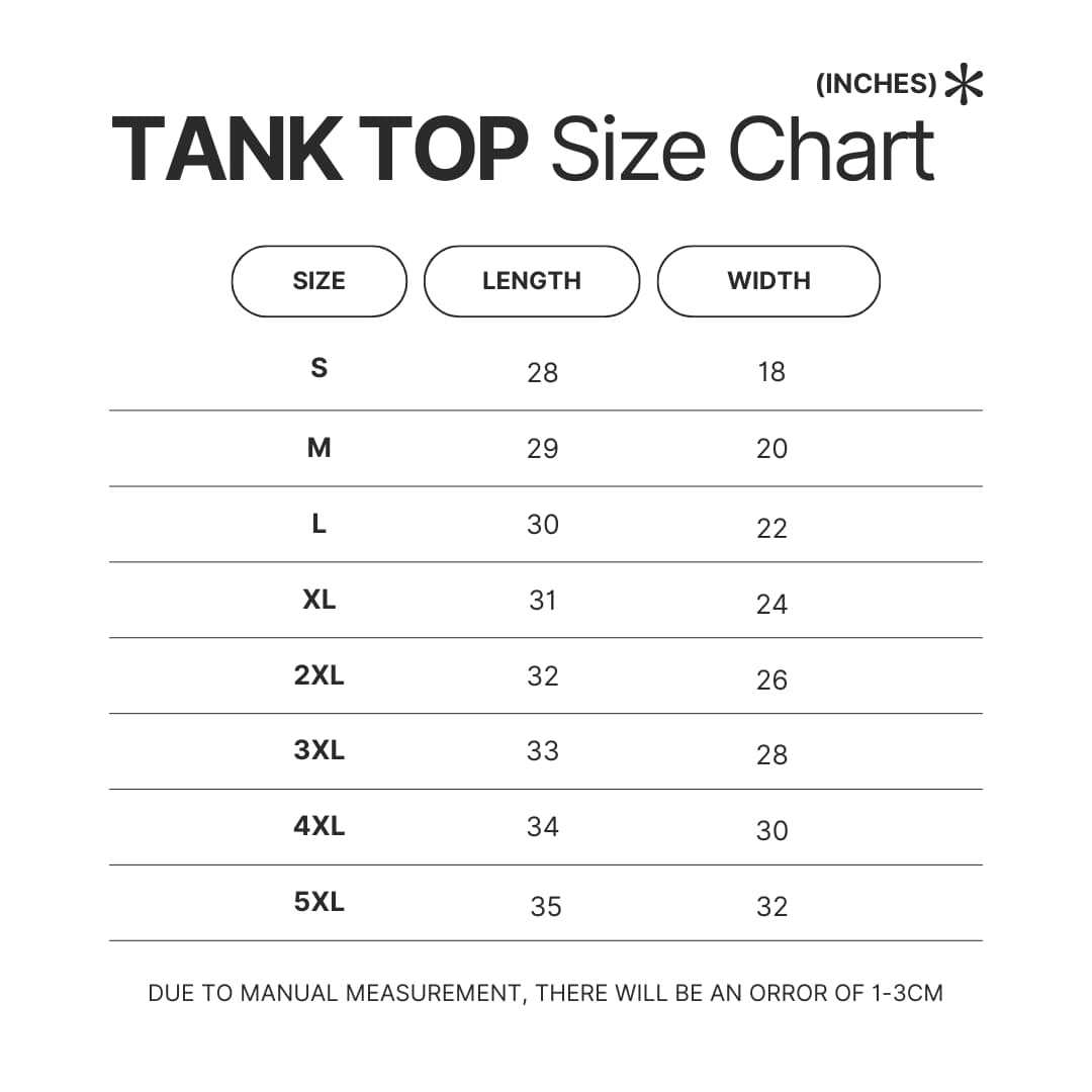 Tank Top Size Chart - Skip And Loafer Store