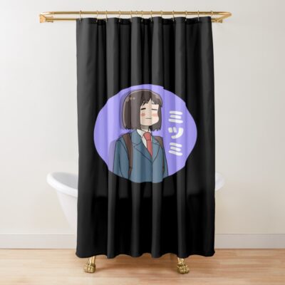 Cute Mitsumi Chan With Japanese Text Shower Curtain