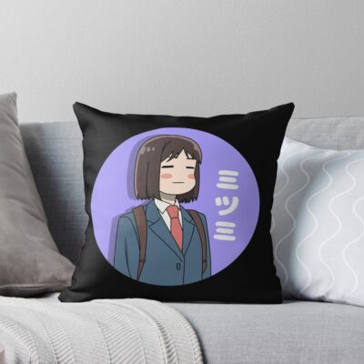Cute Mitsumi Chan With Japanese Text Throw Pillow